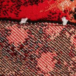 Pre Owned فستان إليكساندر ماكوين تريكو جاكار أحمر بدون أكمام بتموجات مقاس صغير - سمول