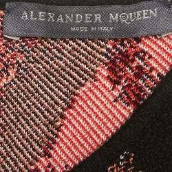 Pre Owned فستان إليكساندر ماكوين تريكو جاكار أحمر بدون أكمام بتموجات مقاس صغير - سمول