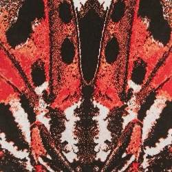 Pre Owned فستان إليكساندر ماكوين تريكو جاكار أحمر بدون أكمام بتموجات مقاس صغير - سمول