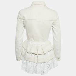 Pre Owned Alexander McQueen Beige Cotton Trim Denim Jacket S