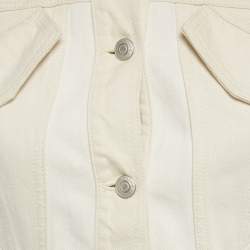 Pre Owned Alexander McQueen Beige Cotton Trim Denim Jacket S