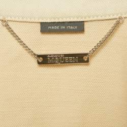 Pre Owned Alexander McQueen Beige Cotton Trim Denim Jacket S