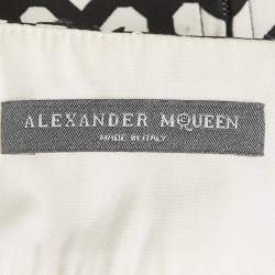 Pre Owned Alexander McQueen Black /White Patterned Cotton Top & Skirt Set S  