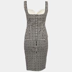 Pre Owned Alexander McQueen Black /White Patterned Cotton Top & Skirt Set S  