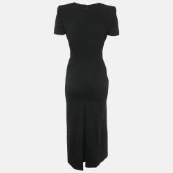Pre Owned Alexander McQueen Black Crepe Midi Dress XS