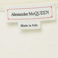 Pre Owned تي شيرت أليكسندر ماكوين قميص جيرسي أبيض مطبوع عليه شعار مقاس صغير (سمول)