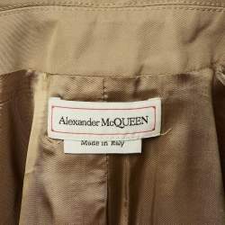 مملوكة مسبقًا معطف أليكسندر ماكوين قطني بيج بطبعة شعار مقاس صغير - سمول