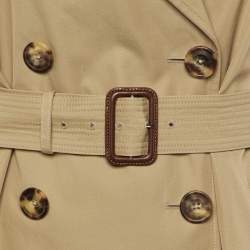 مملوكة مسبقًا معطف أليكسندر ماكوين قطني بيج بطبعة شعار مقاس صغير - سمول