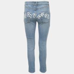 مملوكة مسبقًا Alexander McQueen Blue Embroidered Denim Skinny Jeans M Waist 29"