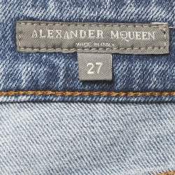 مملوكة مسبقًا Alexander McQueen Blue Embroidered Denim Skinny Jeans M Waist 29"