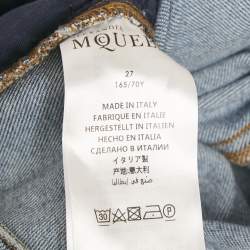 مملوكة مسبقًا Alexander McQueen Blue Embroidered Denim Skinny Jeans M Waist 29"