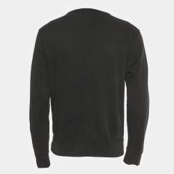 Pre Owned Alexander McQueen Black Embroidered Cotton Crewneck Sweatshirt M