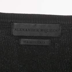 Pre Owned Alexander McQueen Black Embroidered Cotton Crewneck Sweatshirt M
