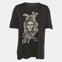 Pre Owned Alexander McQueen Black Skull Print Jersey T-shirt XL
