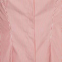 Pre Owned Alexander McQueen Red /White Striped Cotton High Low Shirt Dress M