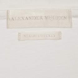 Pre Owned Alexander McQueen White Embroidered Jersey V-Neck T-Shirt S