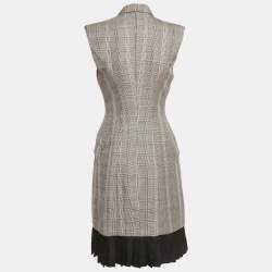 Pre Owned Alexander Mc Queen Black /Grey Prince Of Wales Print Wool Vest Short Dress M