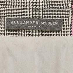 Pre Owned Alexander Mc Queen Black /Grey Prince Of Wales Print Wool Vest Short Dress M