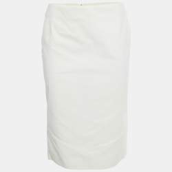 Pre Owned Alexander McQueen White Cotton Midi Skirt M