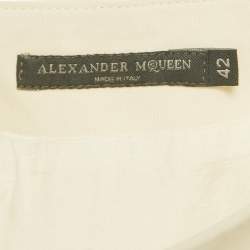 Pre Owned Alexander McQueen White Cotton Midi Skirt M