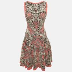 Pre Owned Alexander McQueen Pink Jacquard Knit Mini Dress S 