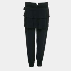 Pre Owned Alexander McQueen Black Crepe Pleated Detail Trousers M