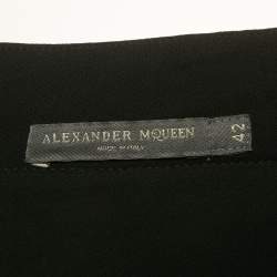 Pre Owned Alexander McQueen Black Crepe Pleated Detail Trousers M