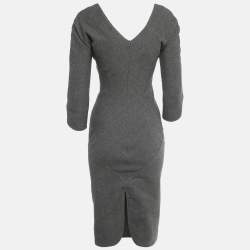 Pre Owned Alexander McQueen Grey Wool Mini Dress S