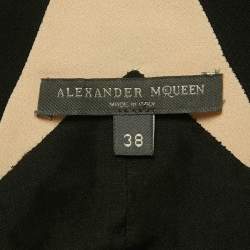 Pre Owned Alexander McQueen Black /Beige Crepe Zip -Up Midi Dress S