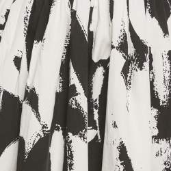 Pre Owned Alexander McQueen Black/White Abstract Print Cotton Pleated Short Skirt M
