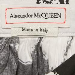 Pre Owned Alexander McQueen Black/White Abstract Print Cotton Pleated Short Skirt M