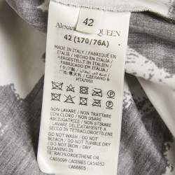 Pre Owned Alexander McQueen Black/White Abstract Print Cotton Pleated Short Skirt M