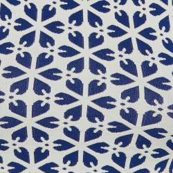 Pre Owned Alexander McQueen Blue/White Floral Jacquard Knit Crop Top XXS