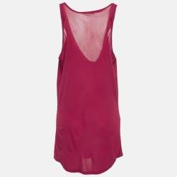 مملوكة مسبقًا Alexander McQueen Pink Crepe Cowl Neck Sheer Top M
