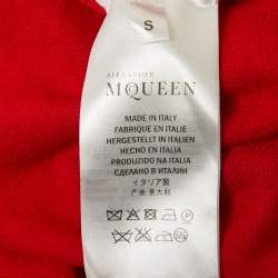 مملوكة مسبقًا Alexander McQueen Red Wool Knit Ruche Sleeve Sweater S