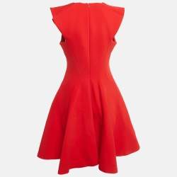 مملوكة مسبقًا Alexander McQueen Red Wool Blend Paneled Mini Dress M