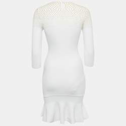 مملوكة مسبقًا Alexander McQueen White Pearl Embellished Knit Mini Dress S