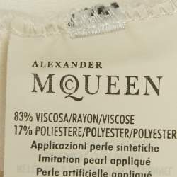 مملوكة مسبقًا Alexander McQueen White Pearl Embellished Knit Mini Dress S