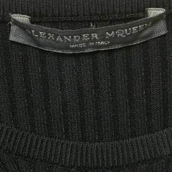 مملوكة مسبقًا فستان ألكسندر ماكوين تريكو أسود بقصة مكشوفة ضيق الجسم مقاس صغير (سمول)