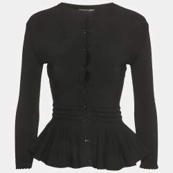 مملوكة مسبقًا Alexander McQueen Black Stretch Knit Flared Cardigan XS