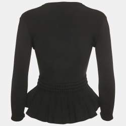 Pre Owned Alexander McQueen Black Stretch Knit Flared Cardigan XS