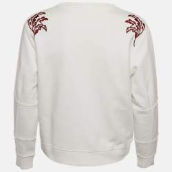 مملوكة مسبقًا Alexander McQueen White Floral Embroidered Cotton Sweatshirt S
