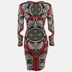 مملوكة مسبقًا Alexander McQueen Black/Multicolor Jacquard Wool Knit Bodycon Dress XS