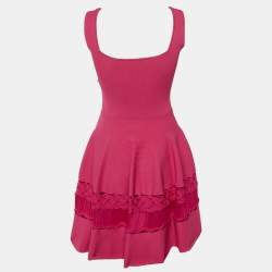 مملوكة مسبقًا Alexander McQueen Pink Knit Crochet Inset Mini Dress M