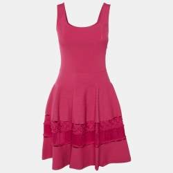 مملوكة مسبقًا Alexander McQueen Pink Knit Crochet Inset Mini Dress M