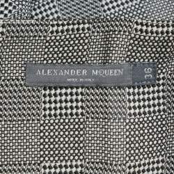 Pre Owned Alexander McQueen Monochrome Houndstooth Blazer & Shorts Set XS/S