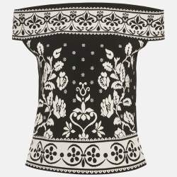 مملوكة مسبقًا Alexander McQueen Black Floral Embossed Knit Crop Top M