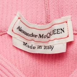 مملوكة مسبقًا Alexander McQueen Pink Rib Knit Cut-Out Top and Skirt Set XXS