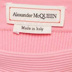 مملوكة مسبقًا Alexander McQueen Pink Rib Knit Cut-Out Top and Skirt Set XXS