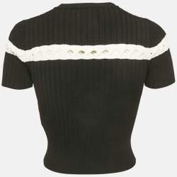 Pre Owned توب ألكسندر ماكوين أسود محبوك مضلع بقصات مكشوفة مقاس متوسط (ميديم)